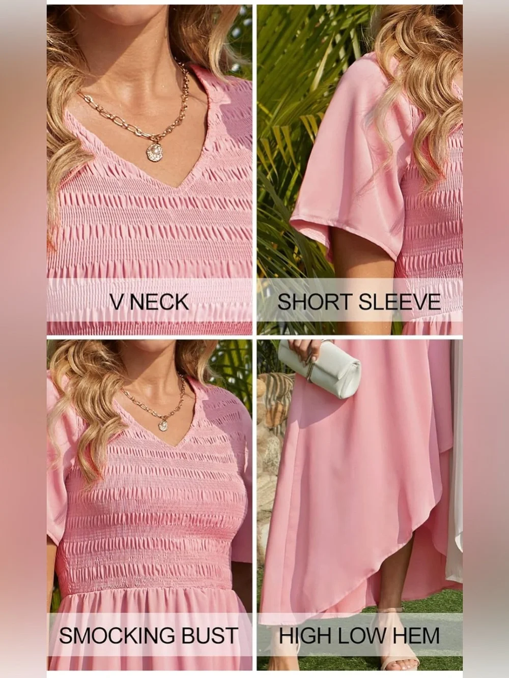 Like New Women’s Pink Smocked Maxi Short Sleeve Dress, Size M, Great Condition!!